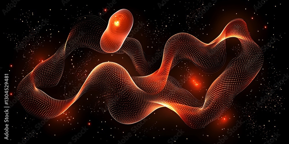 Poster abstract particle wave with flowing motion and dynamic luminous energy
