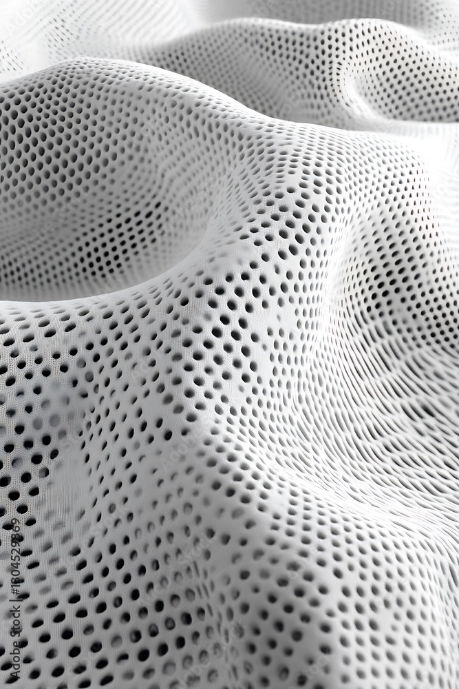 Poster abstract perforated white surface with undulating pattern for background