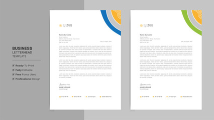Creative letterhead format template, business style letterhead design template. Company letterhead template designs. Stationary template.