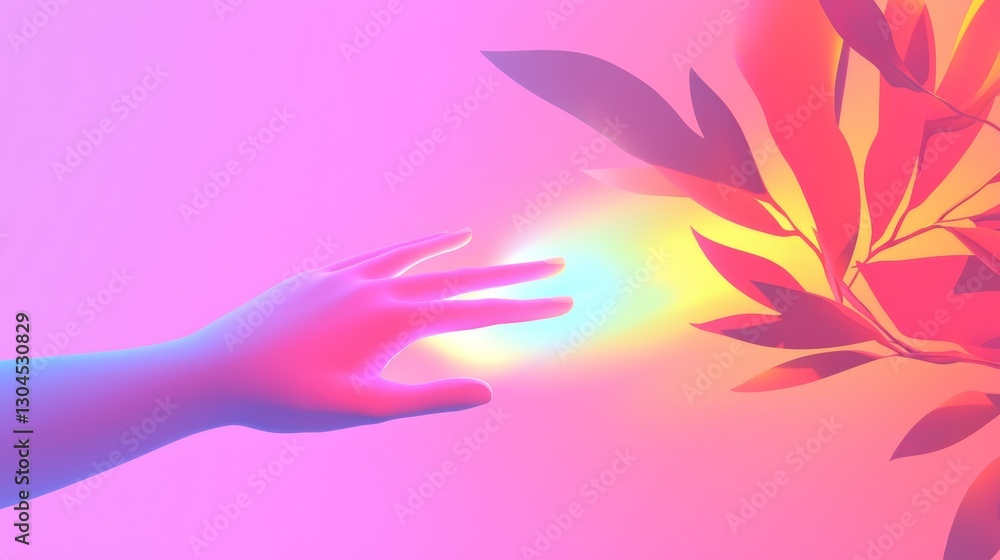 Poster dynamic interaction with nature’s vivid elements abstract art digital space surreal environment clos