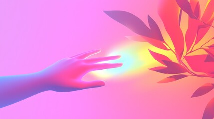 Obraz premium Dynamic interaction with nature’s vivid elements abstract art digital space surreal environment close-up perspective