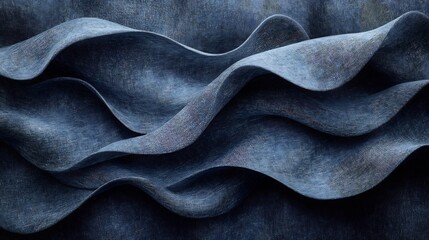 Obraz premium Soft Blue Fabric Waves Gently Undulating. AI Generated
