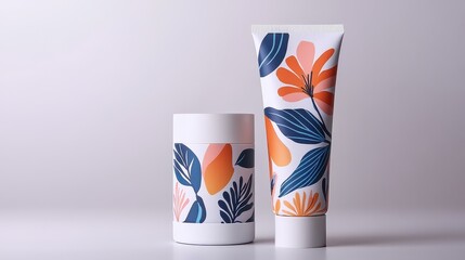 A sleek, white tube, adorned with vibrant, abstract floral patterns, lay open, revealing a luxurious face wash formula within. The minimalist design exuded sophistication and elegance, promising a