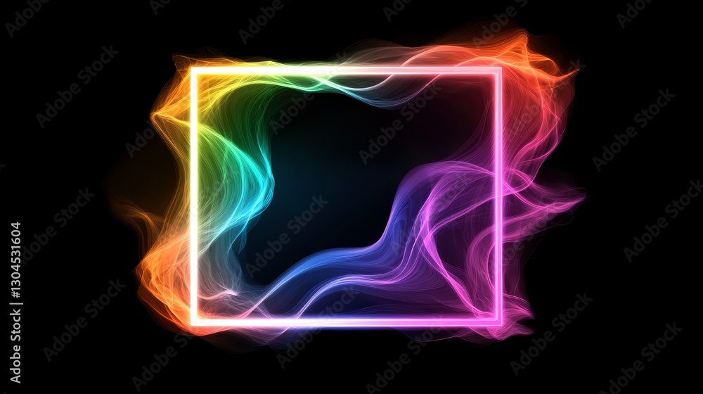Poster vibrant colorful light trails abstract digital art graphic design dark background dynamic view moder