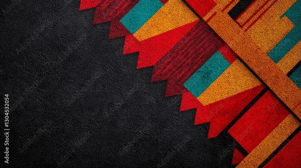 Poster vibrant geometric patterns artistic context textile design contemporary studio close-up view visual 