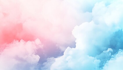Pastel pink and blue cloudscape, dreamy sky.