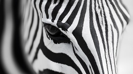 Zebra Eye Closeup with Striking Black and White Pattern Details