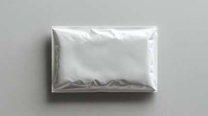 A pristine white wet wipe mockup, its surface glossy and inviting, lay nestled against a soft, neutral grey backdrop, ready to be transformed into the star of a product presentation or marketing