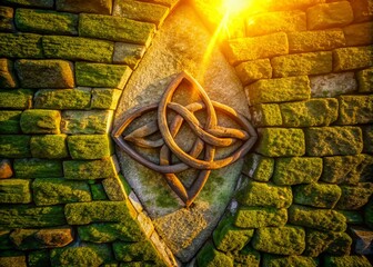 Drone View: Interlaced Triquetra Heart Stone Wall Celtic Knot Symbol Aerial Photography