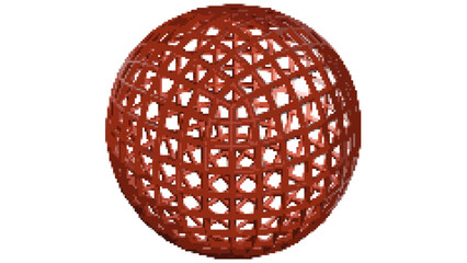 Red wireframe pixel art ball
