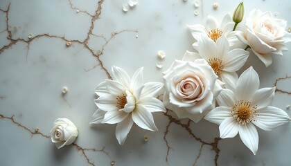 Ethereal White Floral Grunge Abstraction
