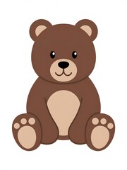 Obraz premium Adorable cartoon brown bear sitting pright