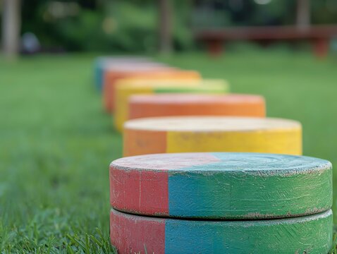 Outdoor training course, agility drills in a lush green park, pure adrenaline