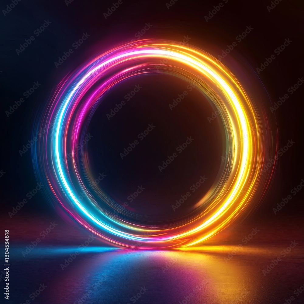 Poster dynamic light circle art showcase digital space graphic design abstract environment vibrant colors c