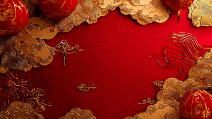 Red color background and golden pattern