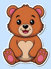 Obraz premium Adorable cartoon bear with heart shaped belly 
