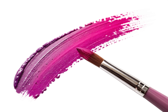 brush for makeup, magenta stroke: brush paint art isolated on white.