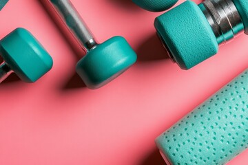 Training at home is made possible with workout equipment and fitness items, shown from the top, to promote a healthy lifestyle