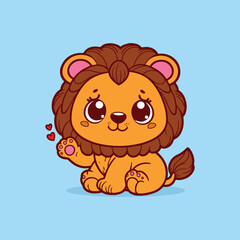 Obraz premium Cute cartoon lion. Vector illustration of a cute animal character.