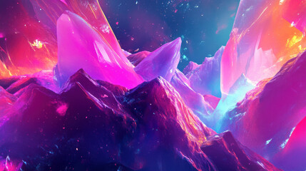 Vibrant abstract landscape with colorful crystal formations