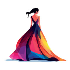 Obraz premium elegant woman in colorful dress vector illustration