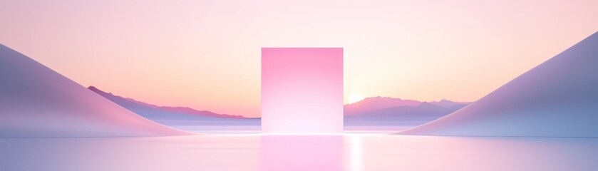 Obraz premium Ethereal sunset reflection abstract landscape digital art tranquil environment wide-angle view serenity and calm