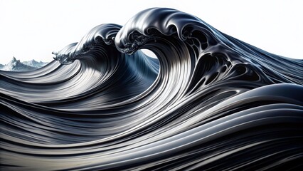 Elegant Black & White Wave Silhouette: Modern Artistic Wallpaper Design