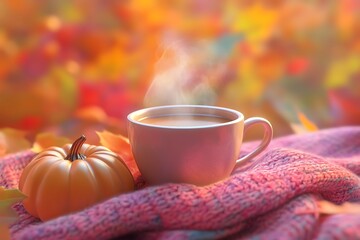 Close-Up of a Hot Cup of Coffee or Tea with Steam