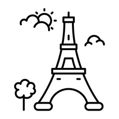 Eiffel tower icon in glyph style