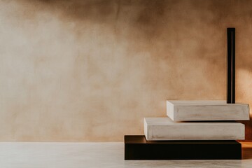 Minimalist stack of books creates serene atmosphere, highlightin