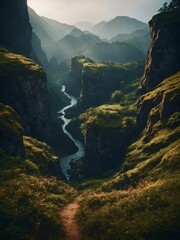 Secret world of Serene Mountain River Valley 