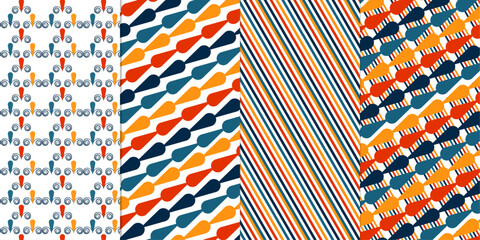 Collection of vector patterns with the line on white background


