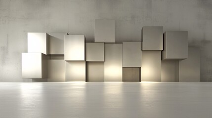 information source management, abstract hierarchies, glowing blocks, virtual control panels, organized data streams, metallic textures, polished finishes, immersive design, creative yet professional