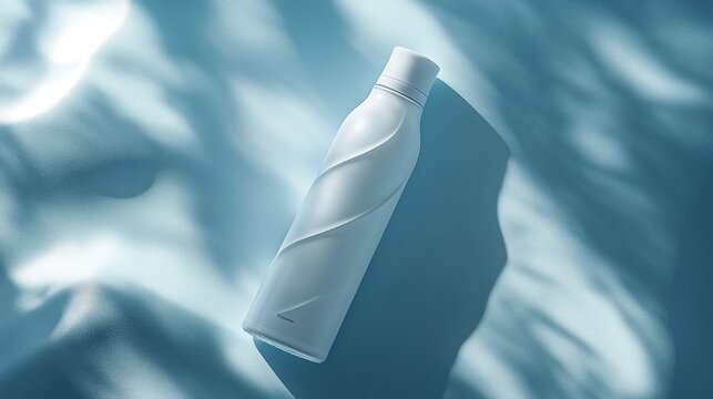 A sleek, white water bottle, its curves sculpted to perfection, lay in the spotlight, ready to showcase its hydration prowess against a vibrant backdrop, inviting consumers to embrace a healthy