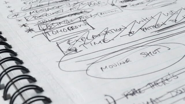 Spiral bound note book rotating extreme close up stock footage