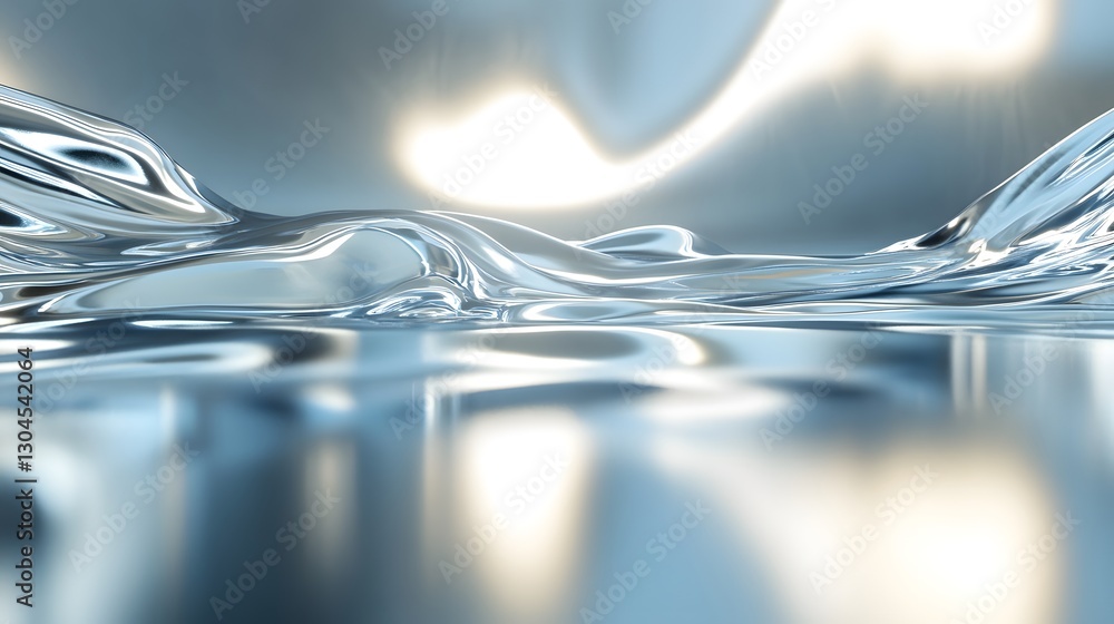 Poster a flowing liquid structure reflects light in a shiny environment