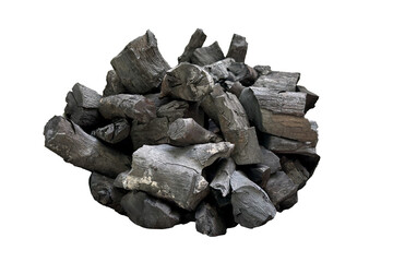 Traditional charcoal or hardwood charcoal. Charcoal. Pile of natural wood charcoal