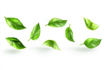 Naklejka premium green leaves on white background