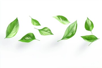 green leaves on white background