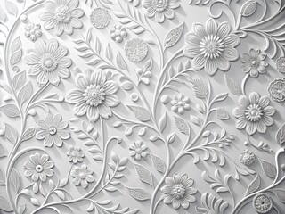 Obraz premium Elegant White Floral Embossed Texture Silhouette Photography