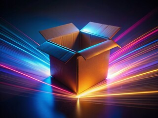 Empty Cardboard Box, Long Exposure Photography, Open Box, Dark Background, Abstract