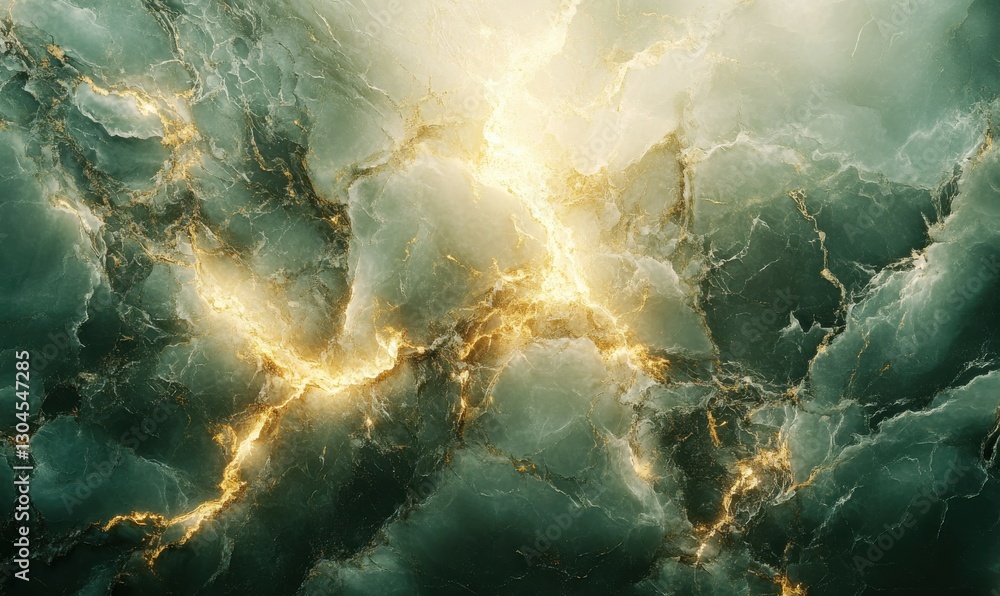 Aufkleber abstract green marble textures with glossy highlights and organic patterns, illuminated by soft ligh