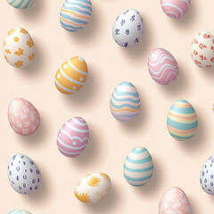 Obraz premium Pastel Easter Eggs Pattern – AI-Generated Festive Design