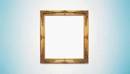 Golden Frame: A detailed view of a golden, ornate frame. perfect for showcasing art, photographs, or as a standalone decorative element.