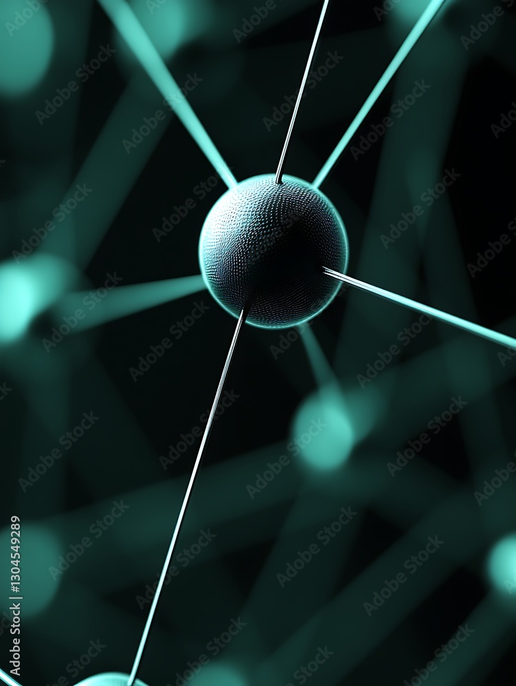 Aufkleber abstract representation of interconnected nodes in teal hues and sharp focus