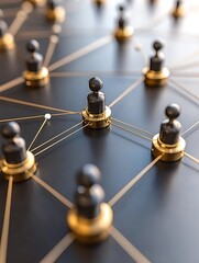 Abstract Network Connection with Figurines Representing Interconnected People