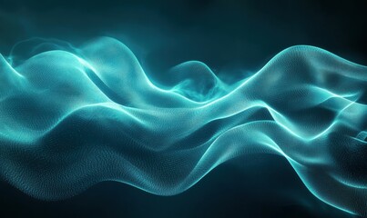 Obraz premium Abstract turquoise waves with dynamic flowing patterns, layered in soft gradients and illuminated by diffused light for a calming effect,