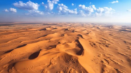 Bird eye view desert wanderer, endless sand dunes horizon, pristine sand ridges, dramatic shadows across dunes, lone explorer scale, adventure travel photography, natural sand textures, atmospheric