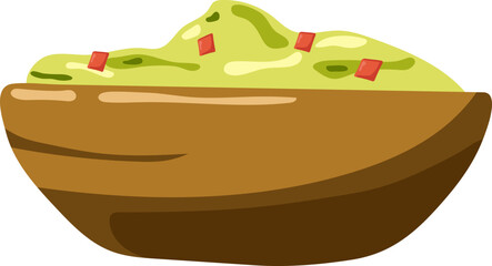 Hand drawn bowl with guacamole sauce