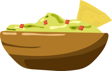 Hand drawn bowl with guacamole sauce